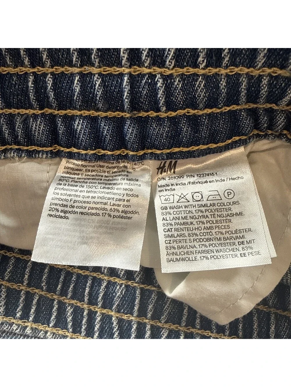 H&M Women's Wide-Leg Denim Jeans Size LDrawstring Waist Streetwear Pre Owned